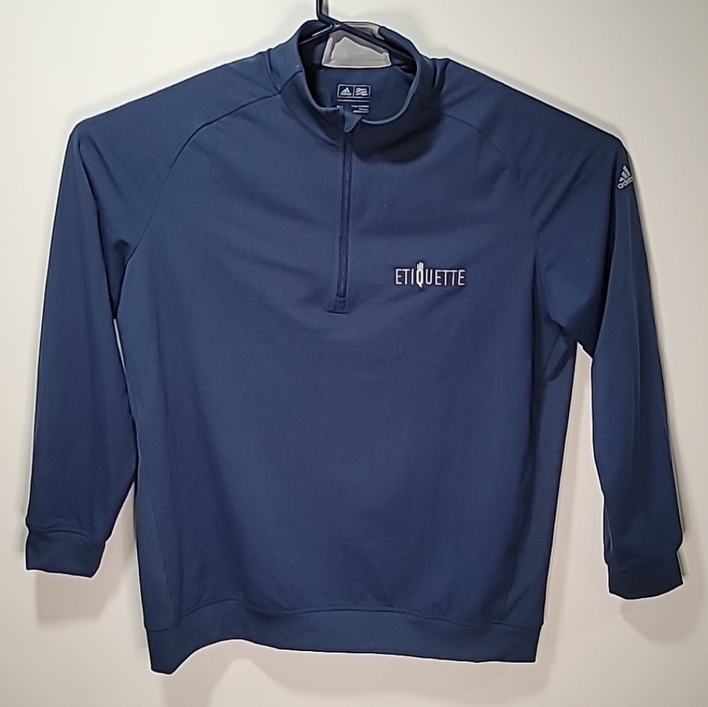 Adidas Men's Navy Blue Stretch Pullover Golf 1/4 Zip Long Sleeve Top XL.